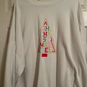 Hanes White Holiday Sweatshirt with Colorful Tree Design Size 5x